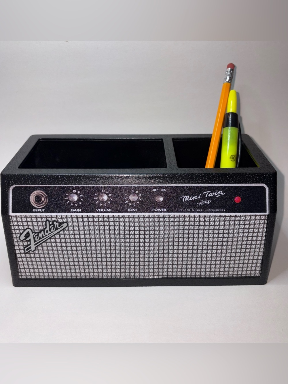 Fender Mini Twin Amp Desk Organizer Pencil Holder Plastic 8”x4”